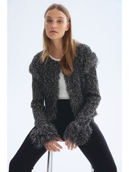 H&M - Women Black Fringed cardigan