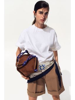 H&M - Women Beige Scarf-detail shorts