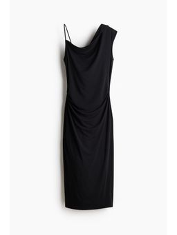 H&M - Women Black Asymmetric jersey dress