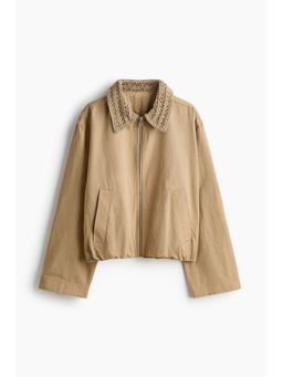 H&M - Women Beige Collared linen-blend jacket
