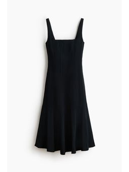 H&M - Women Black Flared-skirt midi dress