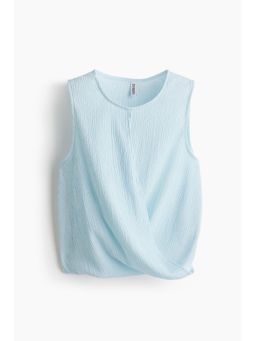 H&M - Women Blue Wrap-detail crinkled top