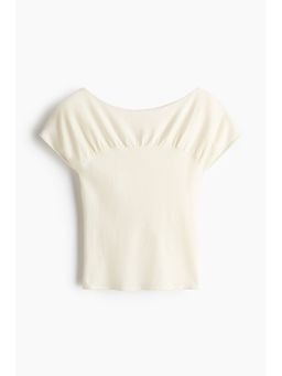 H&M - Women White Gathered cap-sleeved top