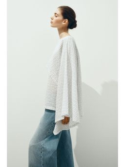 H&M - Women White Cape-detail seersucker blouse