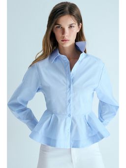 H&M - Women Blue Poplin peplum shirt
