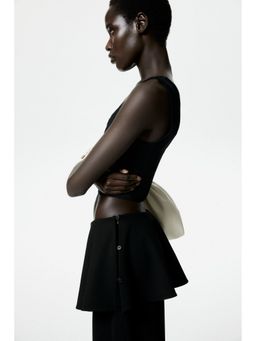 H&M - Women Black Skirt-layered barrel-leg trousers