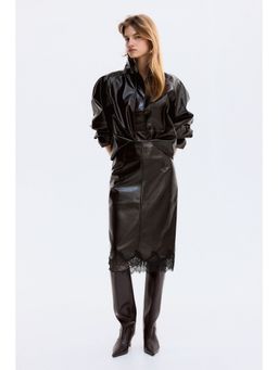 H&M - Women Brown Coated pencil skirt