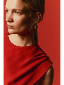 H&M - Women Red Asymmetric cape-detail blouse