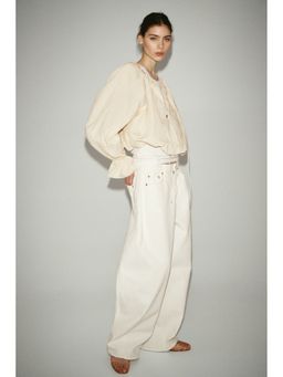 H&M - Women White Crinkled balloon blouse