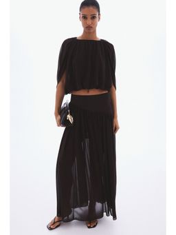 H&M - Women Brown Chiffon maxi skirt
