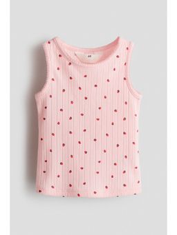 H&M - Girls Pink Pointelle jersey vest top
