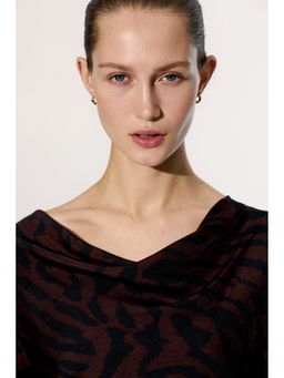 H&M - Women Brown Cowl-neck top