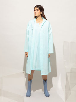 Twenty Dresses by Nykaa Fashion - Blue Solid Long Length Raincoat