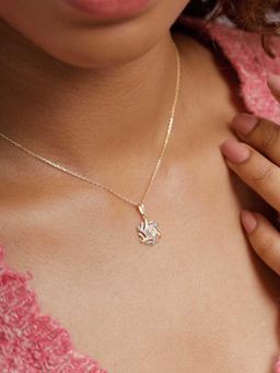 Mia by Tanishq - Yellow and White Gold and Diamond Hexagon Gleam Pendant