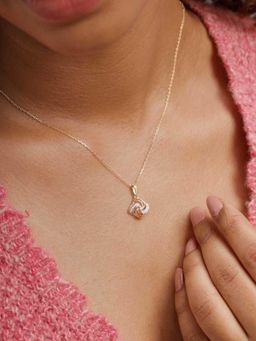 Mia by Tanishq - Yellow and White Gold Swirl Pop Diamond Pendant