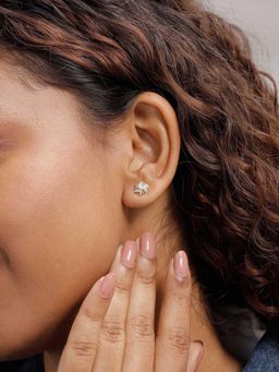 Mia by Tanishq - Yellow and White Gold and Diamond Hexagon Gleam Earrings