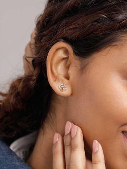 Mia by Tanishq - Yellow and White Gold and Diamond Swirl Pop Earrings