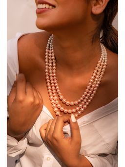 Kastiya Jewels - Pink White Pearl Beaded Layered Necklace