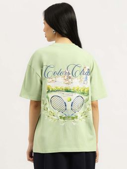 United Colors of Benetton - Women Printed Green Round Neck T-Shirt