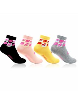 Bonjour - Women Ankle Length Designer Bold Socks- Pack of 4