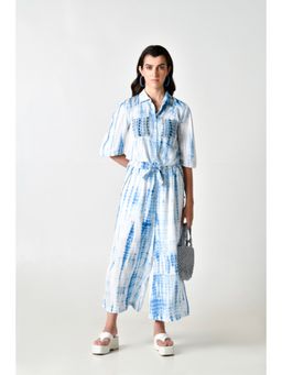 Zolo Label - Tie & Dye Blue Shirt with Palazzos Co-Ord (Set of 2)