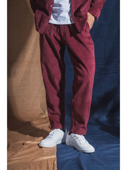 JAVINISHKA - Wine Corduroy Relaxed Fit Casual Trouser
