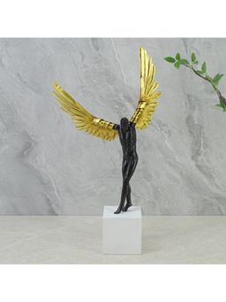 HomeTown - Willow Polyresin Angel With Wings 50Cm Black And White