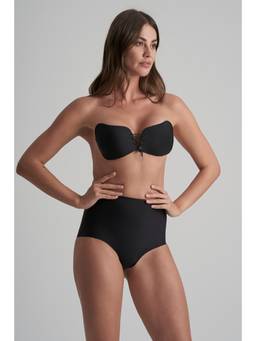 Rheal Curve - Black Lace-Up Adjustable Deep V Backless Strapless Adhesive Bra