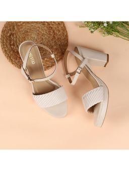 Metro - Women Off White Block Heels Sandals