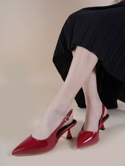 Drop Bold - Red Pointed Toe Slim Heel Sandals For Women