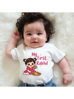KNITROOT - Raksha Bandhan Theme My First Rakhi T-Shirt - White