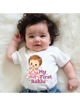 KNITROOT - Raksha Bandhan Theme My First Rakhi T-Shirt - White
