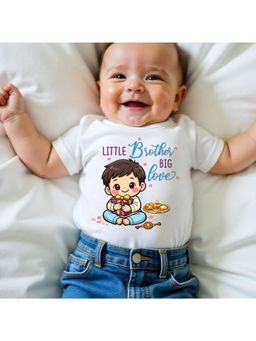 KNITROOT - Raksha Bandhan Theme Little Brother Big Love T-Shirt - White