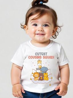 KNITROOT - Raksha Bandhan Theme Cutest Cousins Squad T-Shirt - White