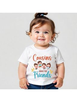 KNITROOT - Raksha Bandhan Theme Cousins Make The Friends T-Shirt - White