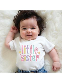 KNITROOT - Raksha Bandhan Theme Little Sister T-Shirt - White