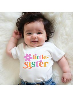 KNITROOT - Raksha Bandhan Theme Little Sister T-Shirt - White