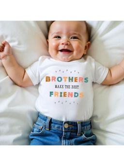 KNITROOT - Raksha Bandhan Theme Brothers Make The Best Friends T-Shirt - White