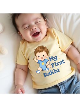 KNITROOT - Raksha Bandhan Theme My First Rakhi T-Shirt - Yellow
