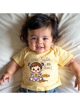 KNITROOT - Raksha Bandhan Theme Little Sister Big Love T-Shirt - Yellow
