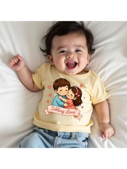 KNITROOT - Raksha Bandhan Theme Sibling Love T-Shirt - Yellow