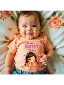 KNITROOT - Raksha Bandhan Theme The Most Cutest Sister! T-Shirt - Peach