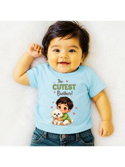 KNITROOT - Raksha Bandhan Theme The Cutest Brother T-Shirt - Blue