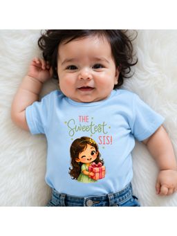 KNITROOT - Raksha Bandhan Theme The Sweetest Sis! T-Shirt - Blue