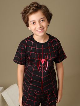 Kidsville - Official Marvel Spider-Man Red Web And Spider Logo Cotton T-Shirt