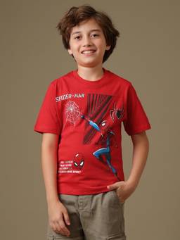 Kidsville - Official Marvel Spider-Man Red Cotton Crew Neck T-Shirt