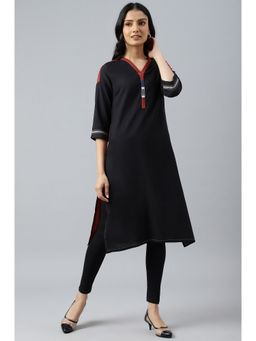 W - Black Solid Kurta