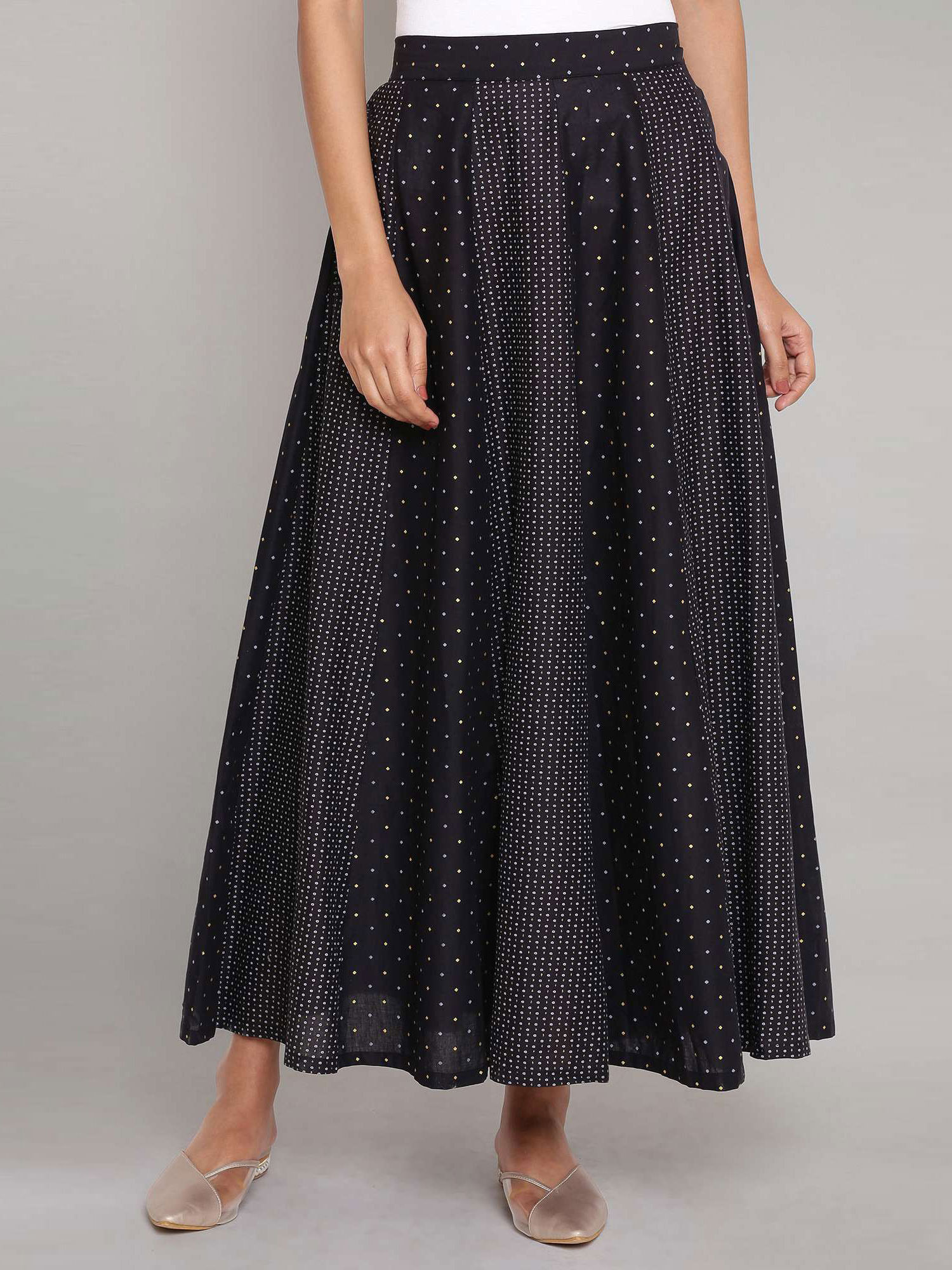 Jet Black Printed Panelled Skirt-picture-23