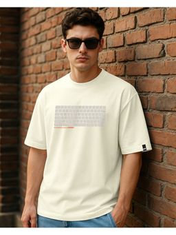 Bewakoof - Men Off White Keyboard Graphic Printed Oversized Fit T-Shirt