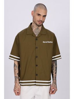 Eszett - Men Olive Solid Half Sleeves Casual Shirt